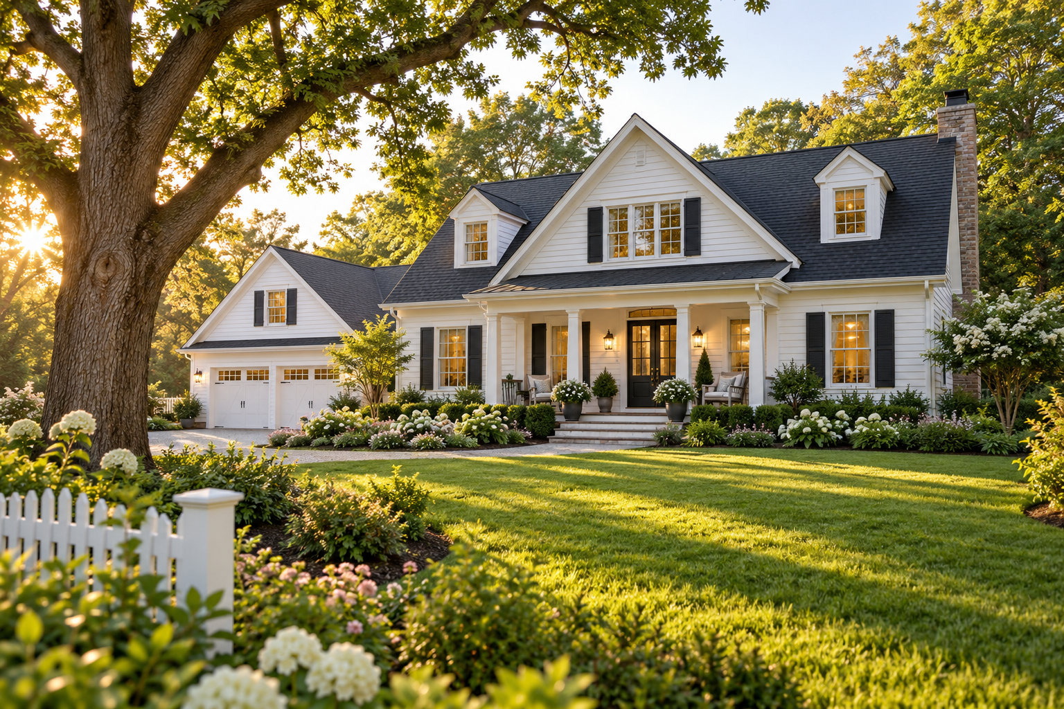 Sunlit home with a cared-for garden and welcoming entrance